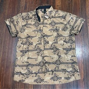 Chuxx Mens Short Sleeve Versace & Givenchy Inspired Button Down Italian Sz Xl